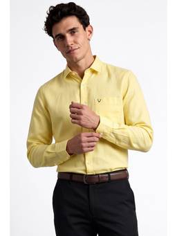 Allen Solly - Men Yellow Solid Full Sleeves Shirt