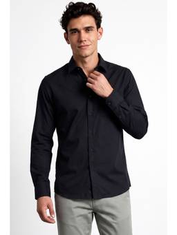 Allen Solly - Men Navy Blue Solid Full Sleeves Shirt