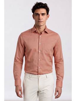 Allen Solly - Men Peach Textured Full Sleeves Shirt