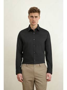 Louis Philippe - Men Black Solid Full Sleeves Shirt
