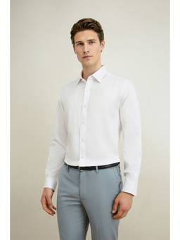 Louis Philippe - Men White Solid Full Sleeves Shirt