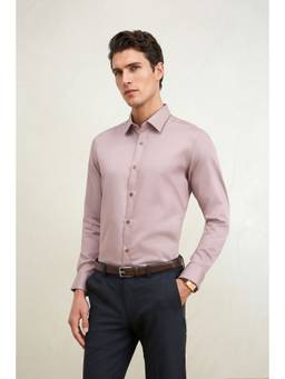 Louis Philippe - Men Mauve Solid Full Sleeves Shirt