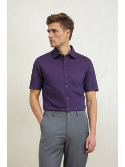 Louis Philippe - Men Purple Checks Half Sleeves Shirt
