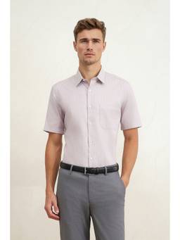 Louis Philippe - Men Purple Self Design Half Sleeves Shirt