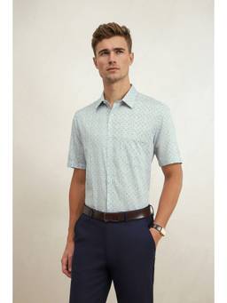 Louis Philippe - Men Blue Printed Half Sleeves Shirt