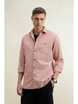 Louis Philippe - Men Pink Solid Full Sleeves Shirt