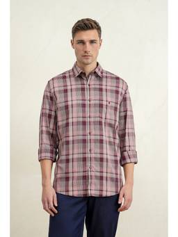 Louis Philippe - Men Pink Checks Full Sleeves Shirt