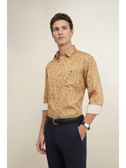 Louis Philippe - Men Yellow Floral Printed Full Sleeves Shirt