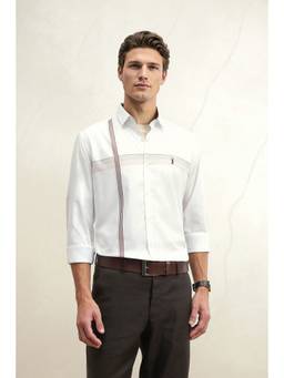 Louis Philippe - Men White Stripes Full Sleeves Shirt
