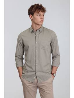 Peter England - Men Grey Solid Full Sleeves Shirt