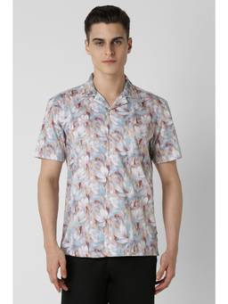 Van Heusen - Men Multi-Color Floral Printed Half Sleeves Shirt