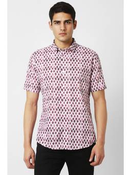 Van Heusen - Men Wine Printed Half Sleeves Shirt