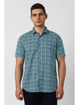 Van Heusen - Men Blue Floral Printed Half Sleeves Shirt