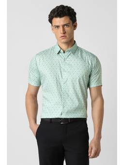 Van Heusen - Men Green Printed Half Sleeves Shirt