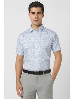 Van Heusen - Men Blue Floral Printed Half Sleeves Shirt