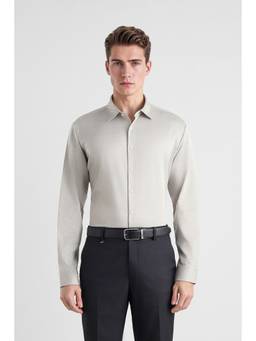 Van Heusen - Men Grey Textured Full Sleeves Shirt