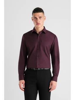 Van Heusen - Men Wine Solid Full Sleeves Shirt