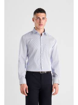 Van Heusen - Men Blue Stripes Full Sleeves Shirt