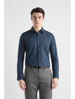 Van Heusen - Men Navy Blue Stripes Full Sleeves Shirt