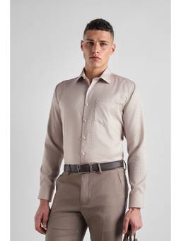 Van Heusen - Men Beige Textured Full Sleeves Shirt