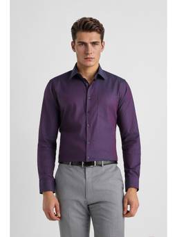 Van Heusen - Men Purple Textured Full Sleeves Shirt