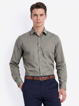 Van Heusen - Men Grey Solid Full Sleeves Shirt
