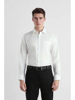 Van Heusen - Men White Textured Full Sleeves Shirt