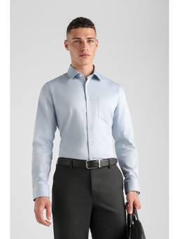 Van Heusen - Men Blue Solid Full Sleeves Shirt