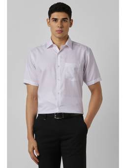 Van Heusen - Men Lavender Checks Half Sleeves Shirt