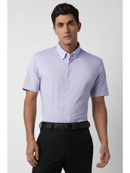 Van Heusen - Men Purple Textured Half Sleeves Shirt