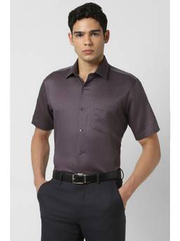 Van Heusen - Men Purple Textured Half Sleeves Shirt