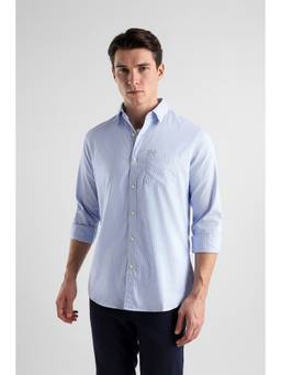 Van Heusen - Men Blue Stripes Full Sleeves Shirt