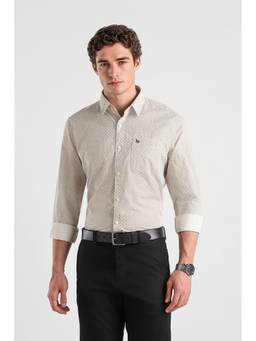 Van Heusen - Men Beige Printed Full Sleeves Shirt
