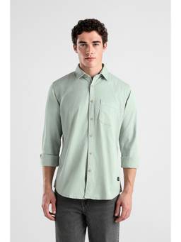 Van Heusen - Men Light Green Solid Full Sleeves Shirt