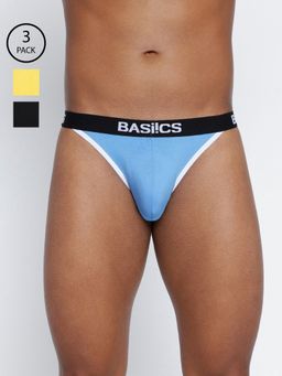 BASIICS by La Intimo - Men Multi Color Cotton Thigh High Brief (Pack of 3)