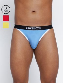 BASIICS by La Intimo - Men Multi Color Cotton Thigh High Brief (Pack of 3)
