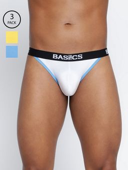 BASIICS by La Intimo - Men Multi Color Cotton Thigh High Brief (Pack of 3)