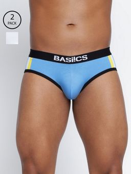 BASIICS by La Intimo - Men Multi Color Cotton Double Stripe Classic Brief (Pack of 2)