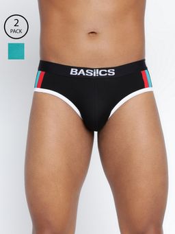 BASIICS by La Intimo - Men Multi Color Cotton Double Stripe Classic Brief (Pack of 2)