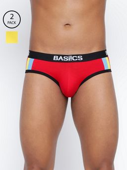 BASIICS by La Intimo - Men Multi Color Cotton Double Solid Classic Brief (Pack of 2)
