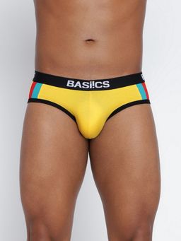 BASIICS by La Intimo - Men Yellow Cotton Double Stripe Classic Brief