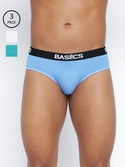 BASIICS by La Intimo - Men Multi Color Cotton Everyday Active Brief (Pack of 3)