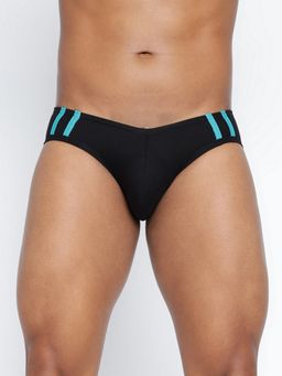 BASIICS by La Intimo - Men Black Cotton Striped And Solid Fashion Brief