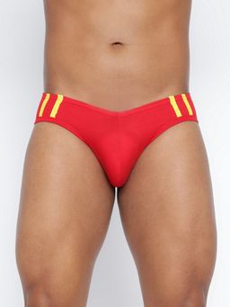 BASIICS by La Intimo - Men Red Cotton Striped And Solid Fashion Brief
