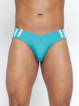 BASIICS by La Intimo - Men Teal Cotton Striped And Solid Fashion Brief