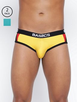 BASIICS by La Intimo - Men Multi Color Cotton Modern Pattern Brief (Pack of 2)