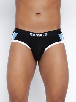 BASIICS by La Intimo - Men Black Cotton Modern Pattern Brief