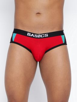 BASIICS by La Intimo - Men Red Cotton Modern Pattern Brief