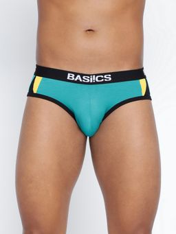 BASIICS by La Intimo - Men Teal Cotton Modern Pattern Brief