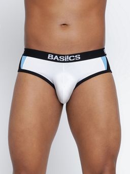 BASIICS by La Intimo - Men White Cotton Modern Pattern Brief